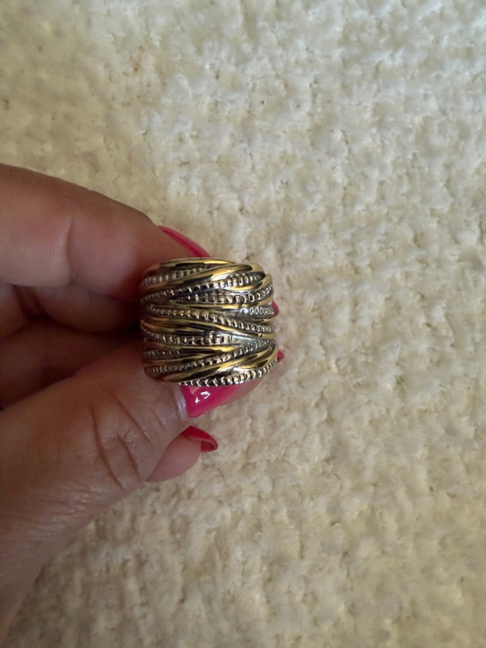 Gold-Tone Textured Twist Band Ring - Women Jewelry